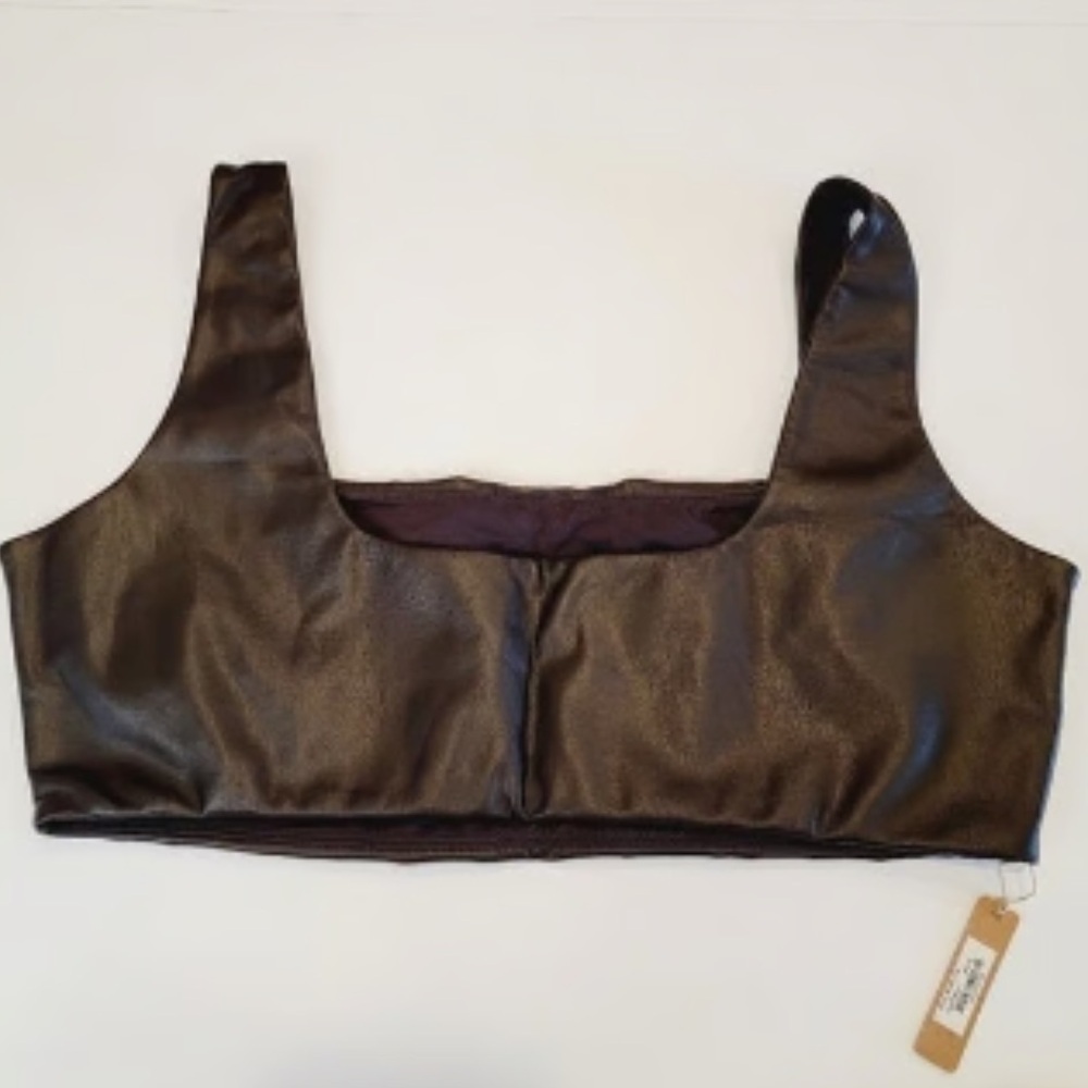 SKIMS Brown Faux Leather Bra Sz L - Picture 4 of 8